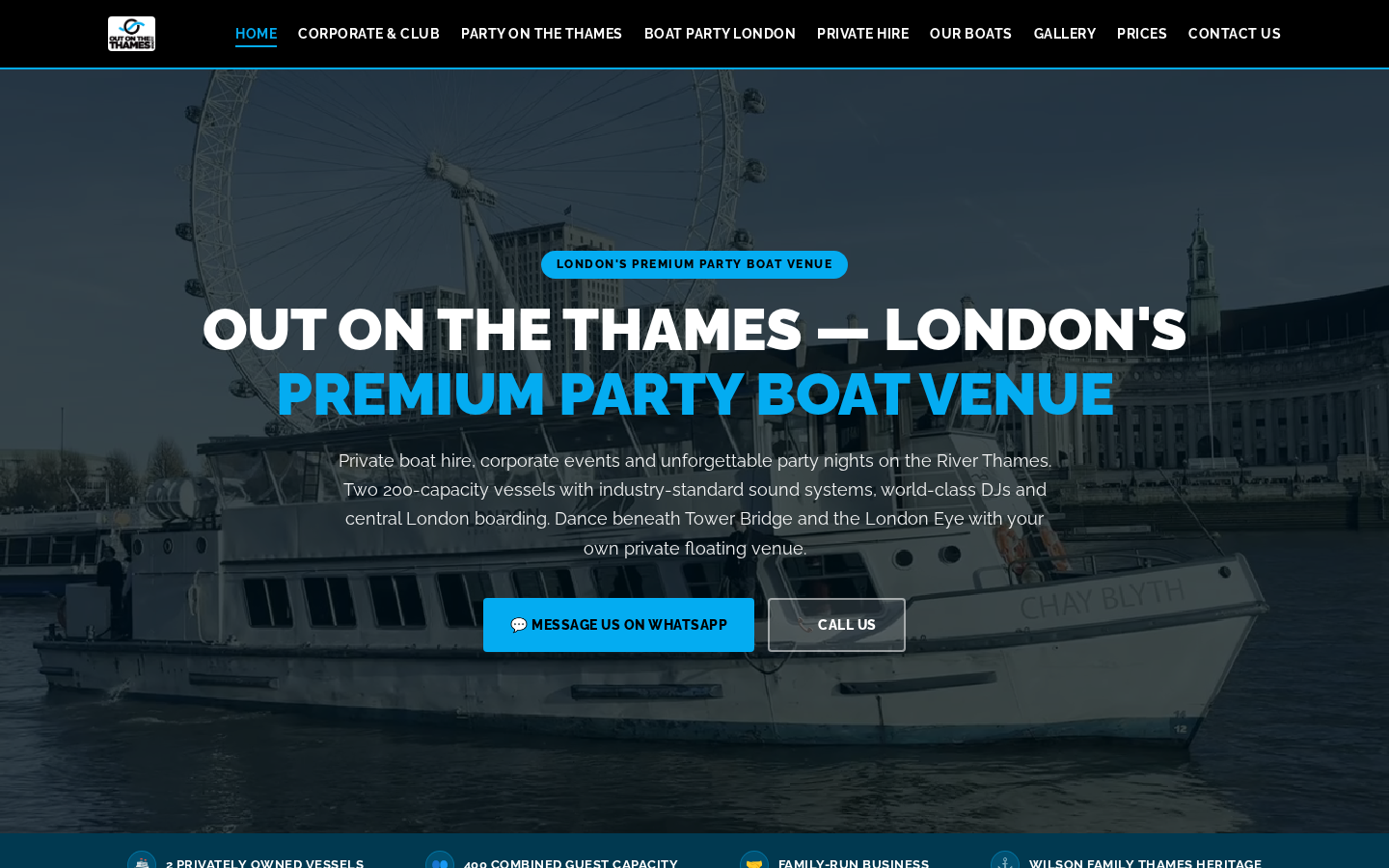 Out on the Thames homepage, the live rebuilt site at outonthethames.co.uk